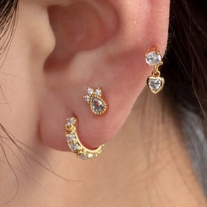 1 Piece Simple Series Copper  Gold Color Zircon Women's Stud Earrings h5 Picture2